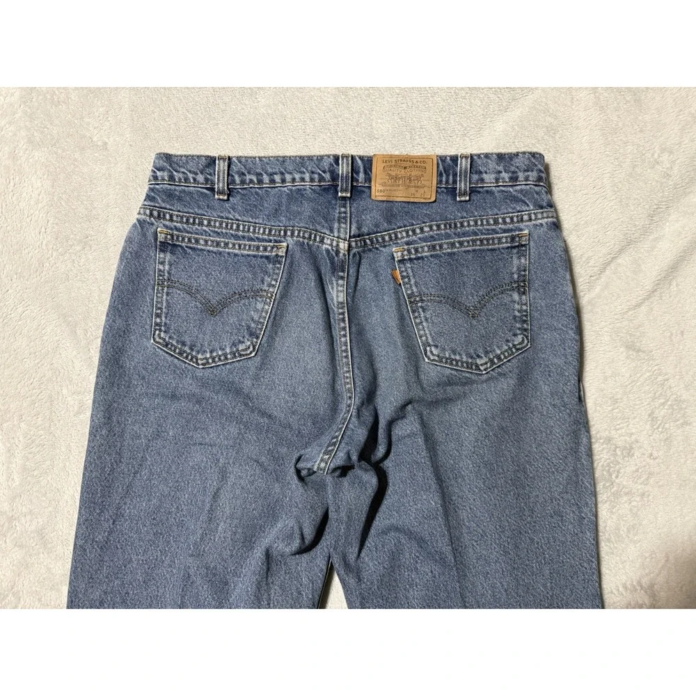 VTG Levi's 550 Relaxed Fit Husky Denim Jeans Made in USA Orange Tab 34x29